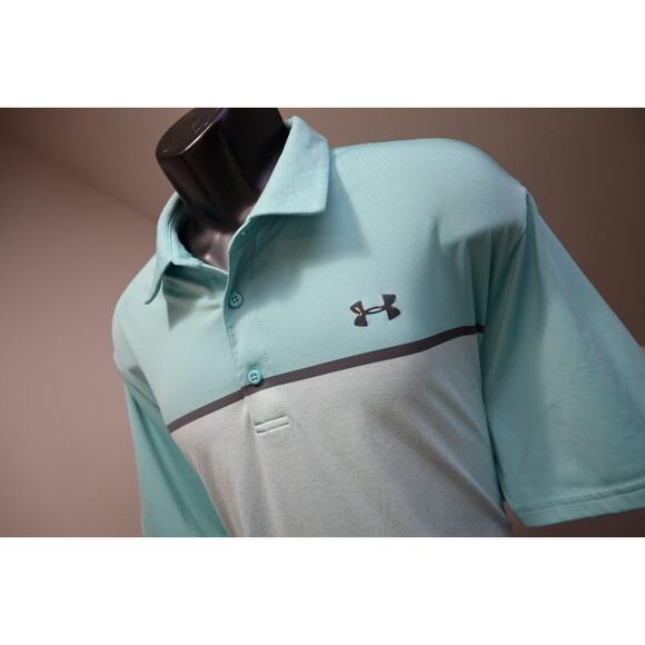 Under Armour Playoff Golf Polo Blue Athletic Performance Shirt Mens Size XL - Picture 1 of 10